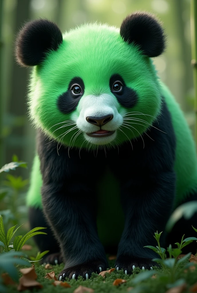 The black part of the panda is green