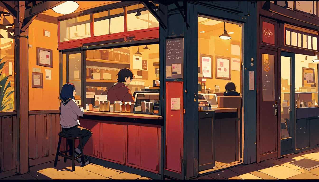 Inside of an old coffee shop、coffee、There is no one、JAZZ、LOFI