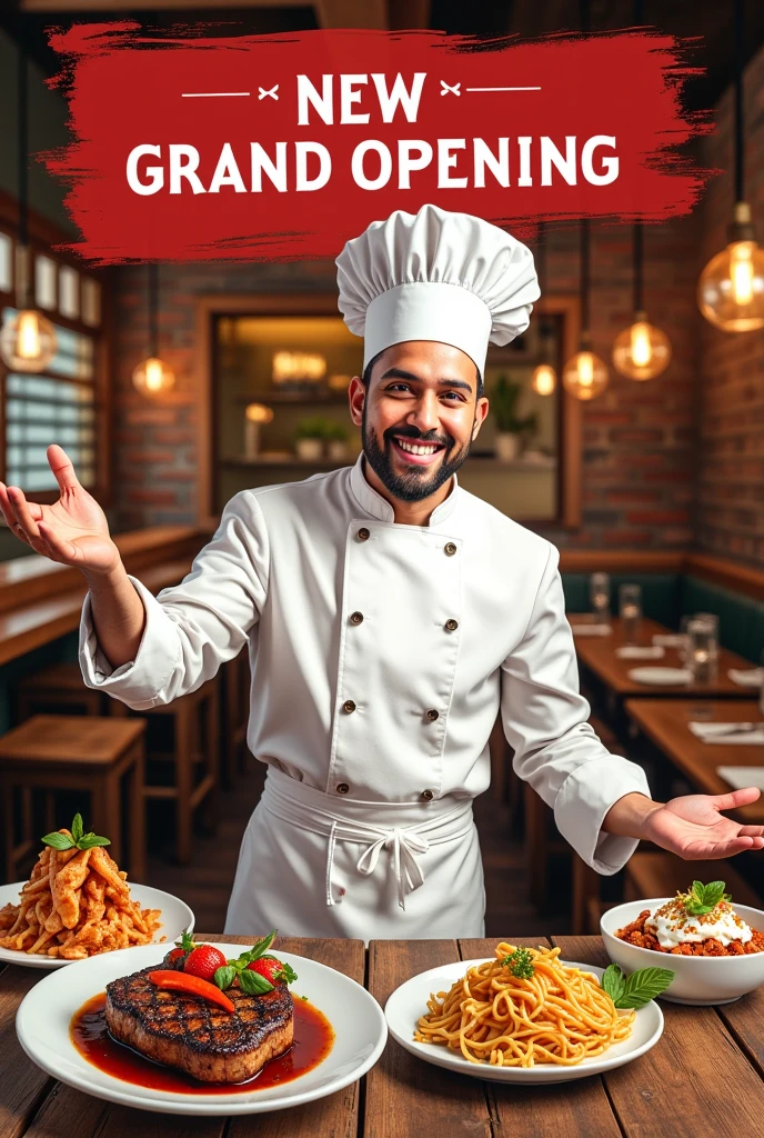 A poster for restaurant opening 