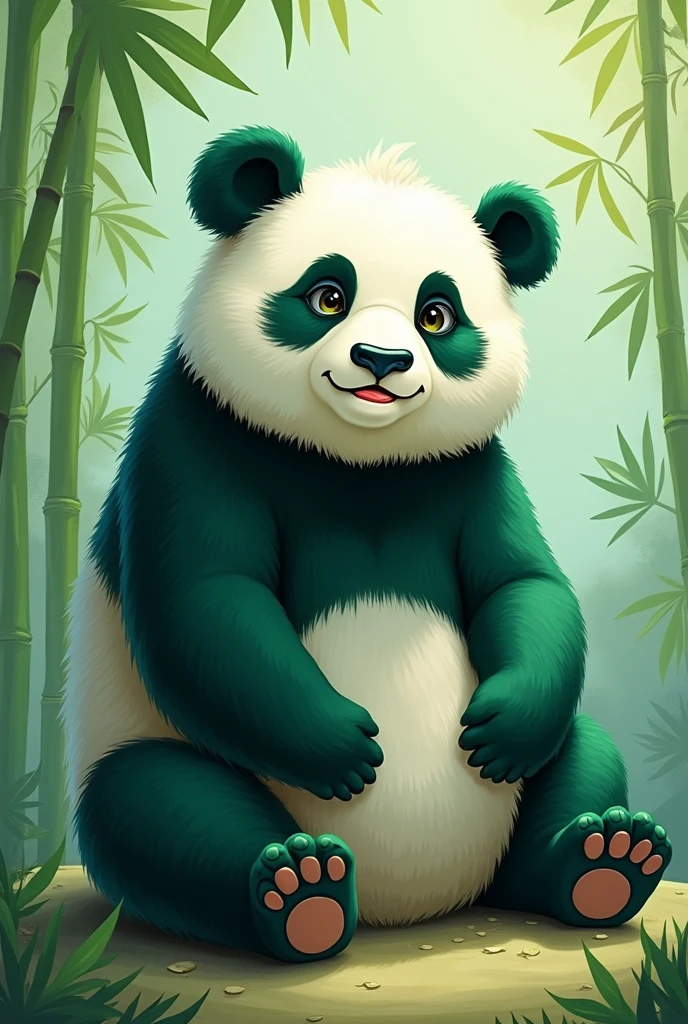 illustration panda green handsome