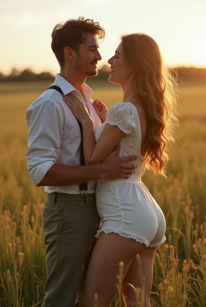 magnificent body, A luscious milkmaid has fun with her boyfriend on a farm