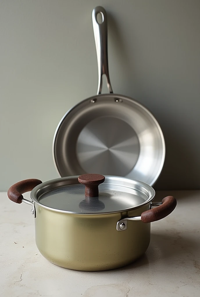 A pot and an aluminum pan