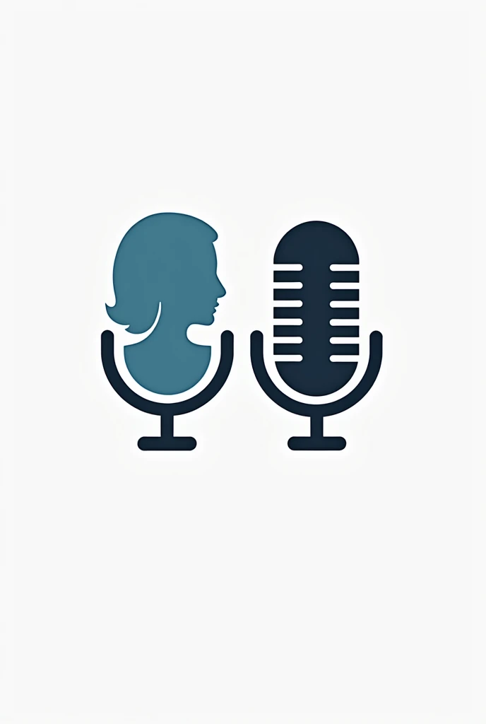 Create a logo for a podcast with two microphones, one female and one male. 