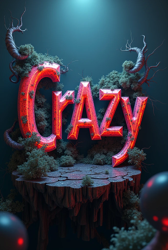 Create the word: crazy in 3D format with lyrics from a music cover 