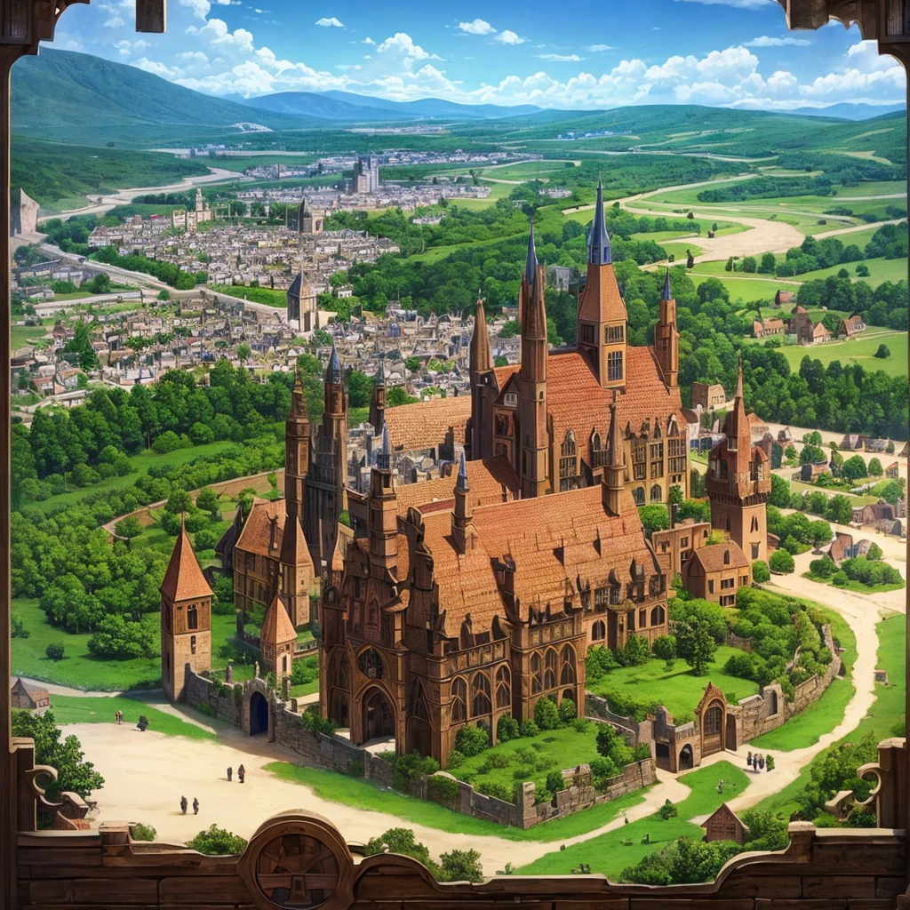 Arafed map of a village with many buildings, Medieval village map, anor londo, medieval village, a Medieval village, steampunk village castles, fantasy capital village, Whiterun in Pixar style, medieval village background, medieval village de fantasía, Medieval village, An isometric fantasy map with nearby valleys and trees