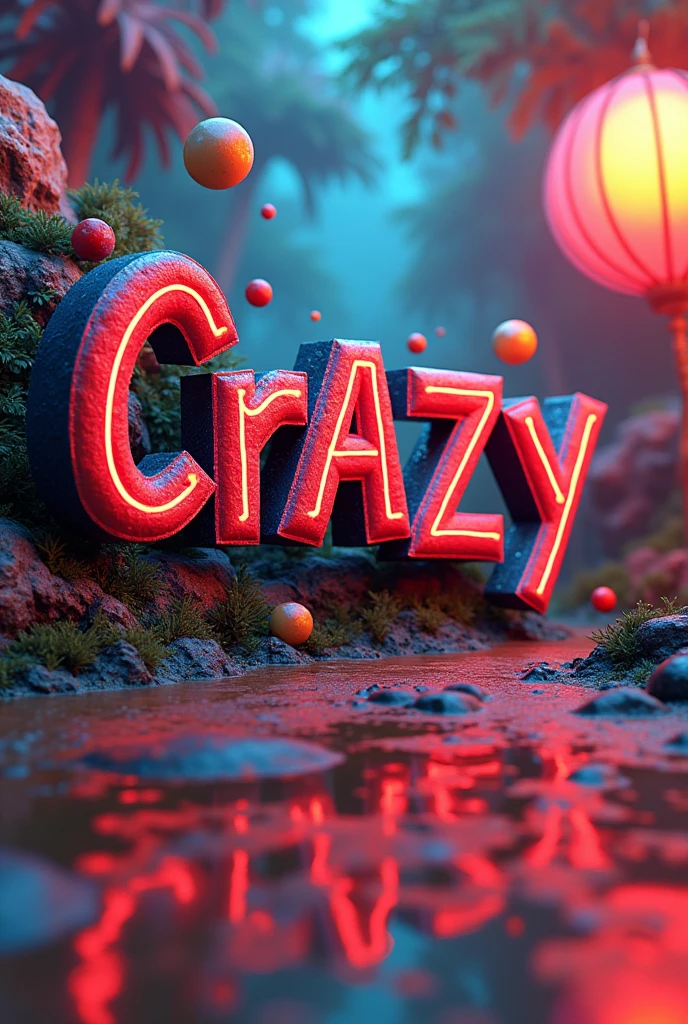 Create the word: Crazy in 3D format with lyrics from a Spanish music cover 