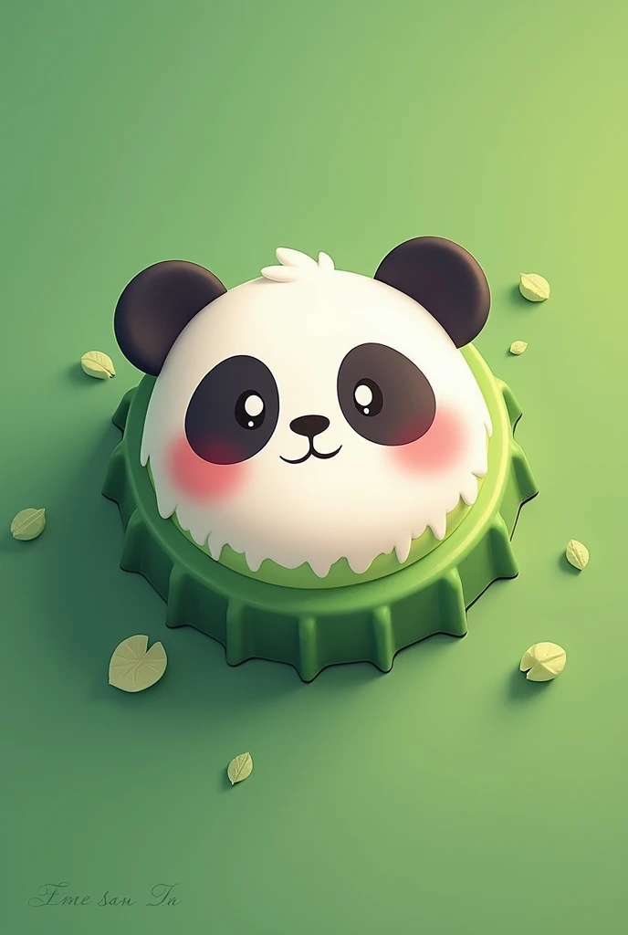 Illustration bottle cap is cute panda green