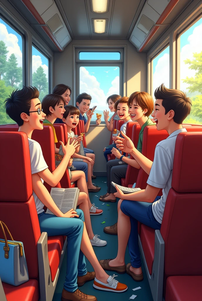 A train in which some people are having fun