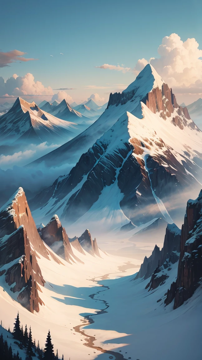 Painting of a mountain ranges