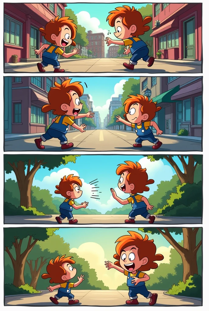 Cartoon of 5 scenes where a conflict is manifested
