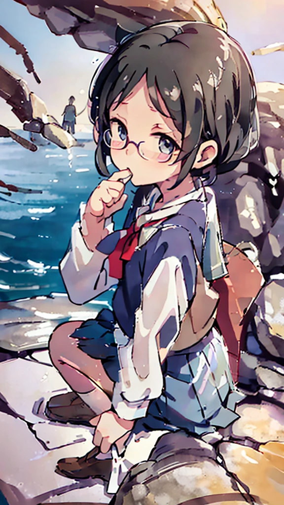 Midnight、Moon、Blue light、sky、sea、Nsfw、masterpiece, high quality, 4K, HDR,, Stable Diffusion prompt: schoolgirl with short、brown hair and red-framed glasses, wearing a white blouse and navy skirt, white panties visible, navy socks and brown loafers, in a state of arousal and trembling with sexual climax,simple illustration style, In a nichijou (everyday life) Setting Image generation AI model used: Stable Diffusion (eleet- model)
id: i2