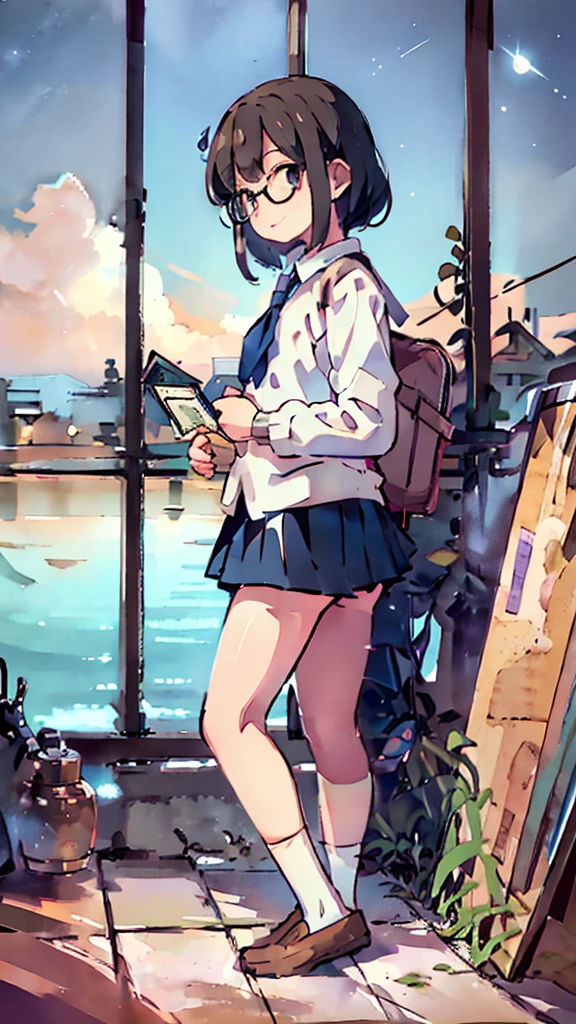 Midnight、Moon、Blue light、sky、sea、Nsfw、masterpiece, high quality, 4K, HDR,, Stable Diffusion prompt: schoolgirl with short、brown hair and red-framed glasses, wearing a white blouse and navy skirt, white panties visible, navy socks and brown loafers, in a state of arousal and trembling with sexual climax,simple illustration style, In a nichijou (everyday life) Setting Image generation AI model used: Stable Diffusion (eleet- model)
id: i2