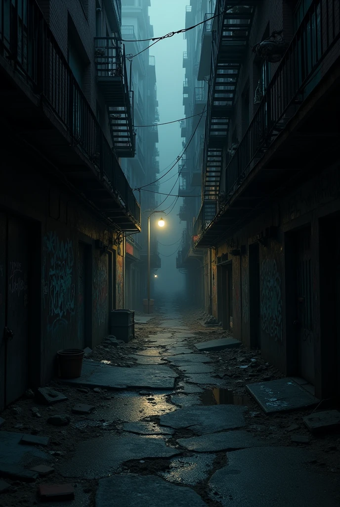 Dark alleyway of city , dark cLmness