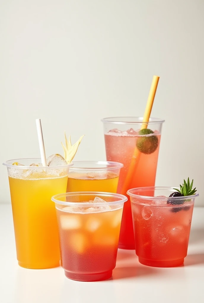 From cups with drinks Plastic cups
