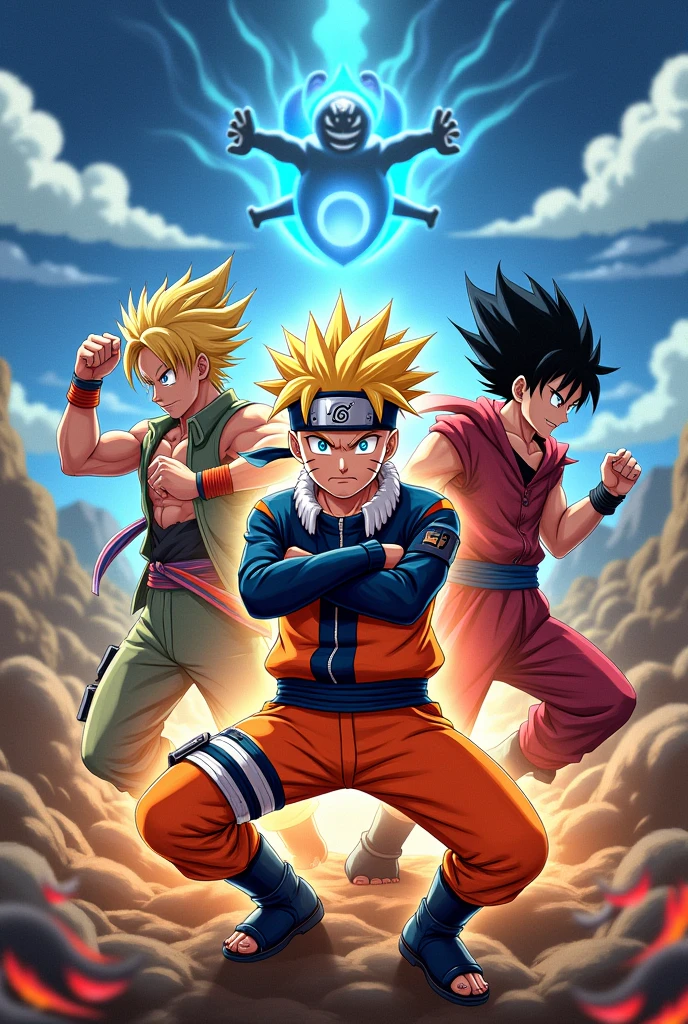 Make me a mobile gaming picture for Instagram with anime so link Naruto Dragonball and One Piece