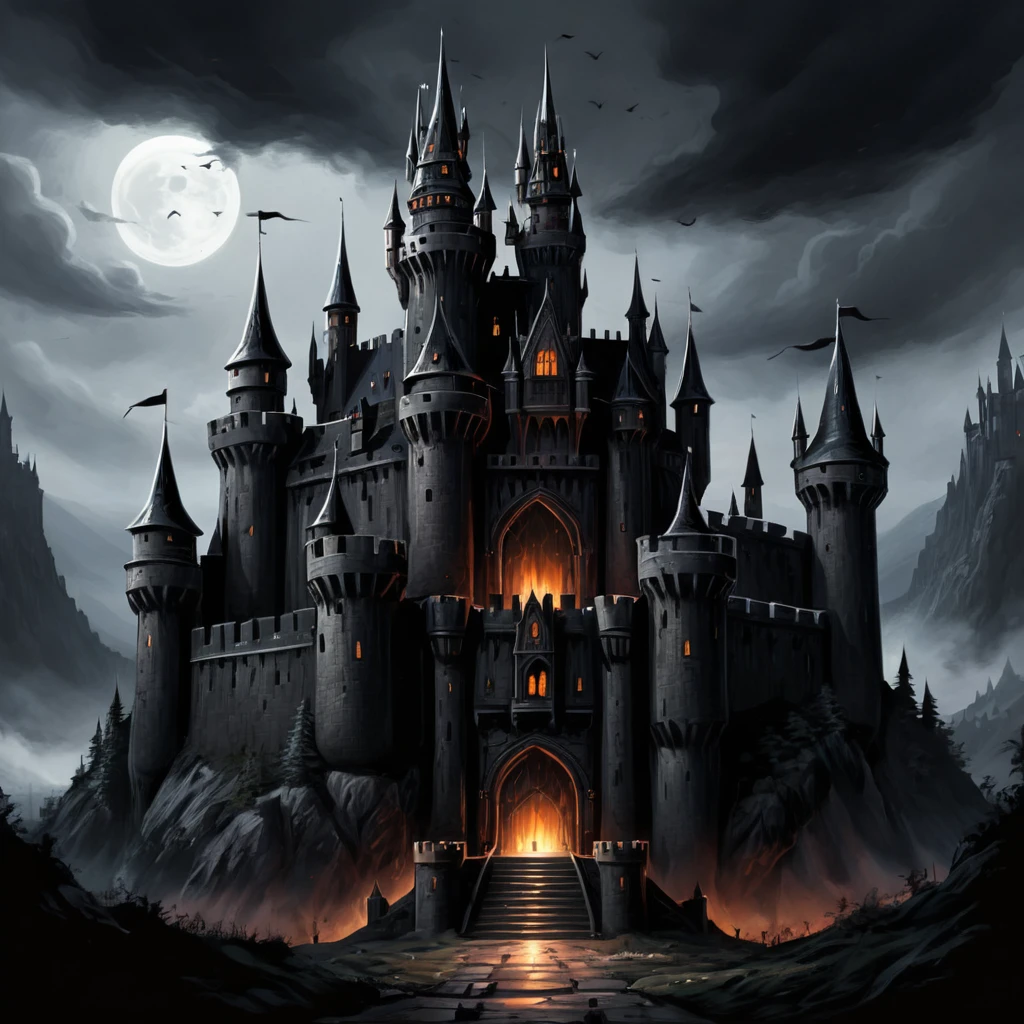 A huge dark castle