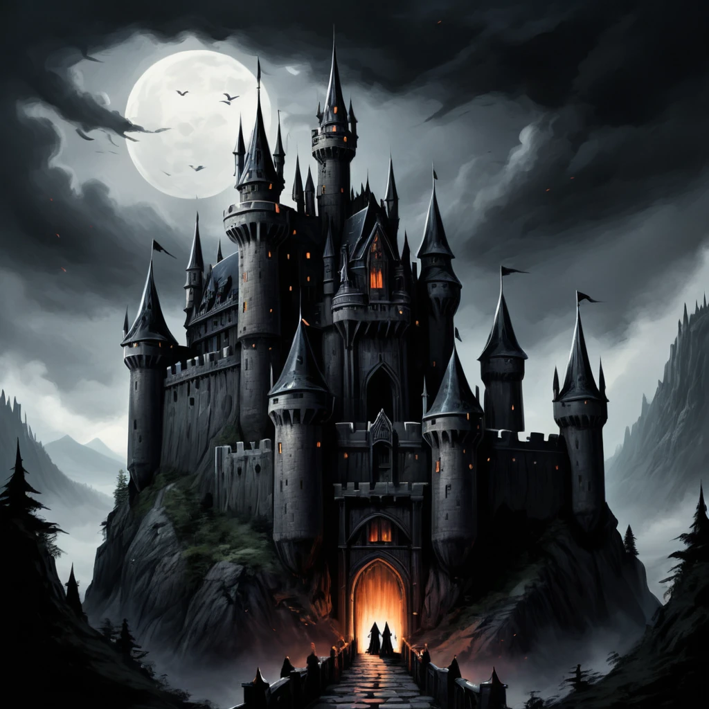 A huge dark castle