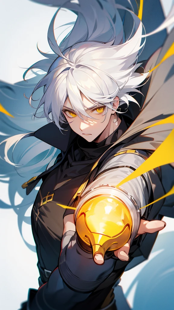 Male character with white hair and yellow eyes