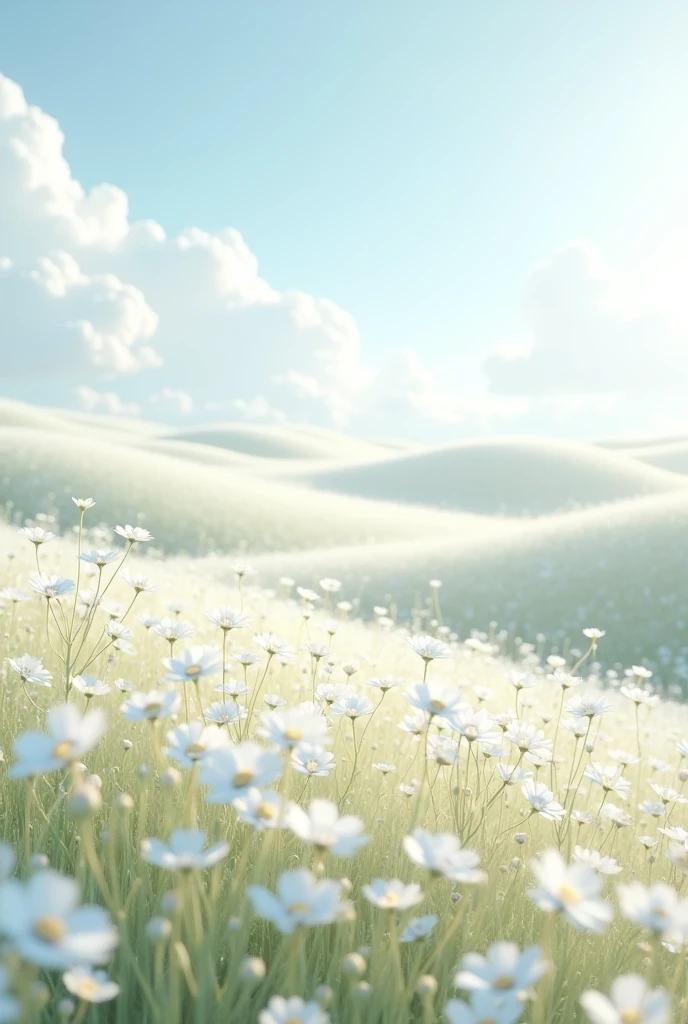whole landscape with white flowers