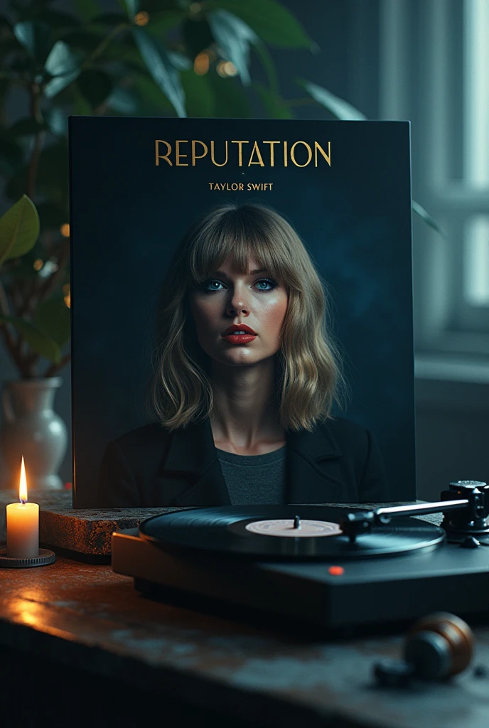 Taylor Swift's reputation album and a scanner to listen to her album on Spotify