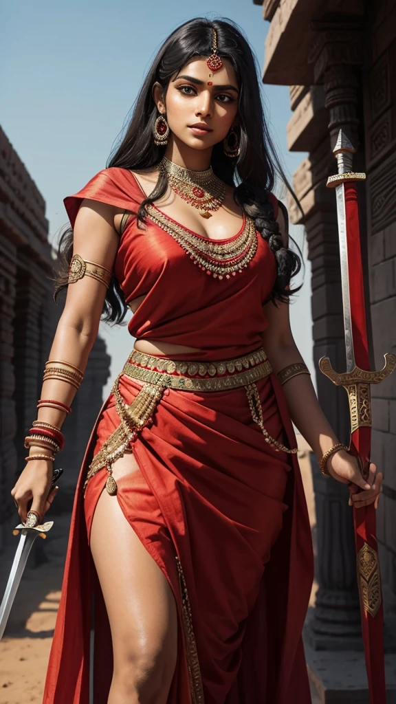(masterpiece, 8k, highest quality, ultra detailed:1.37), (Nyla), 40 years old, (a sexy muscular indian model with Indian skin tone: 1.3), (wearing an ancient Indian dress: 1.4), cleveage, big tits and ass, candid photography, sweaty, classy look, detailed skin texture, (in an ancient world: 1.2), Photorealistic, mind blowing