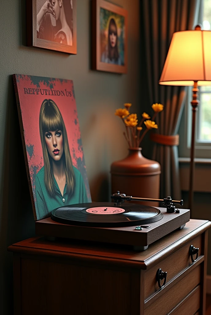 Taylor Swift&#39;s reputation album in first image and a scanner to listen to her album on Spotify 