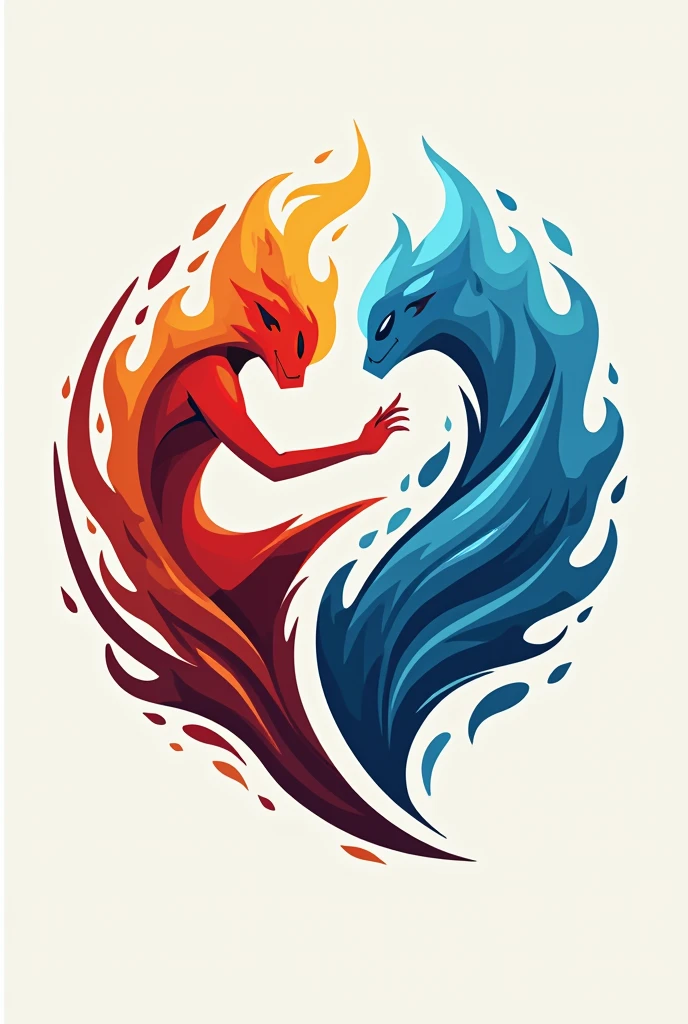 Create a creative logo for GINCANA ECITMEC with two teams of fire and water