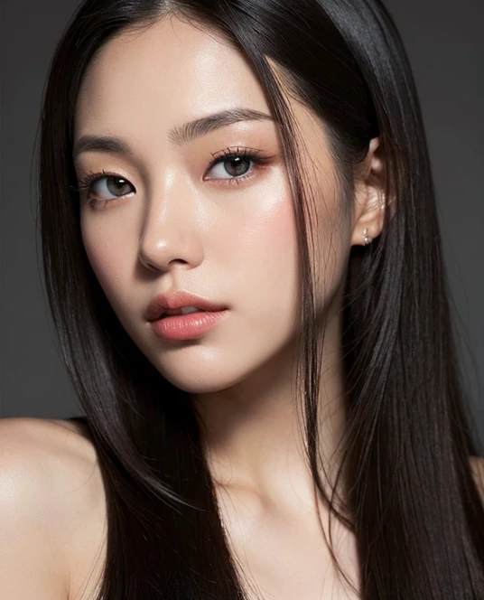 （（surreal、Super detailed image, maybe a photo.，Captures the details of the skin texture of an incredibly beautiful woman..））long straight black hair。