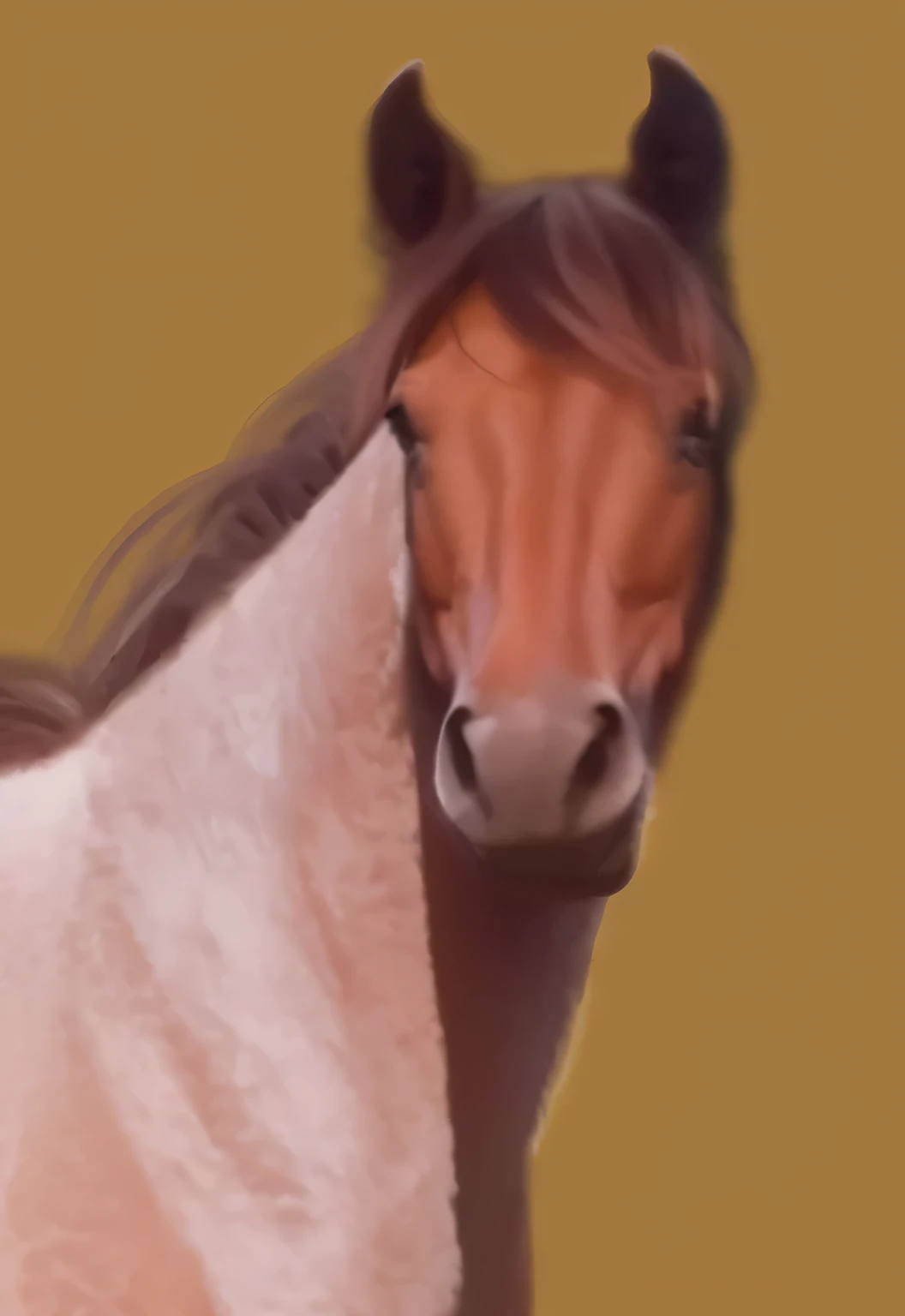 a very cute horse, hair drawn like cartoons, Perfectly drawn Eyes, eyes like a cartoon, gorgeous eyes, perfects eyes, She is very happy, She is smiling, the image is very detailed