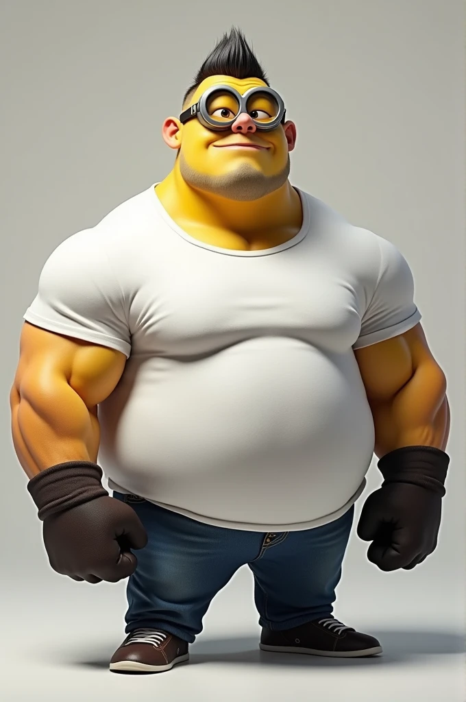 Muscular big minion jock in a white t-shirt 