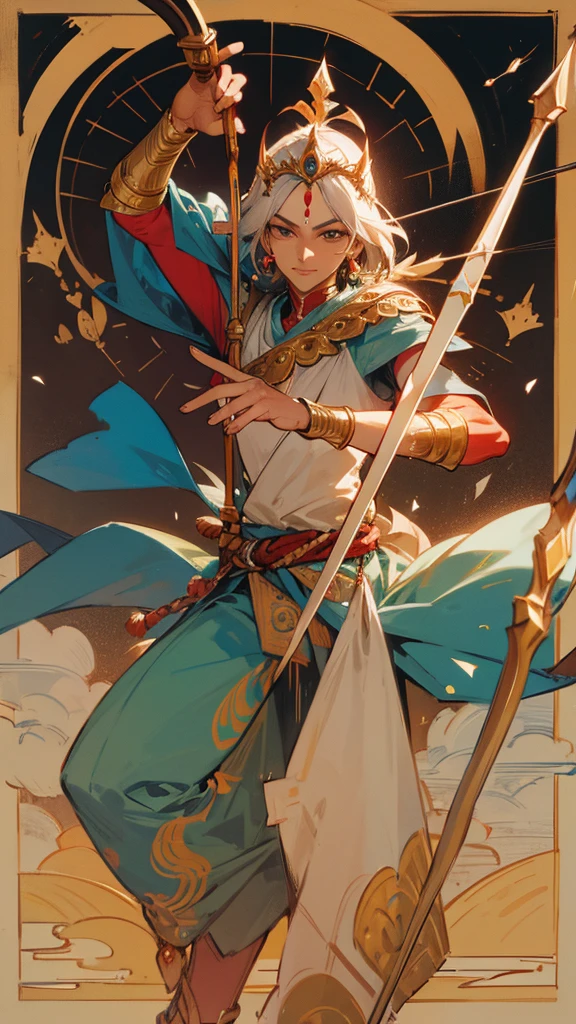 Mahabharat character Arjuna aiming bow and arrow