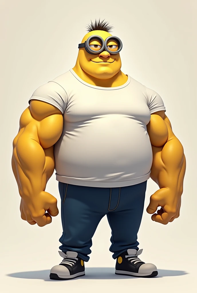 Muscular big minion jock in a white t-shirt 