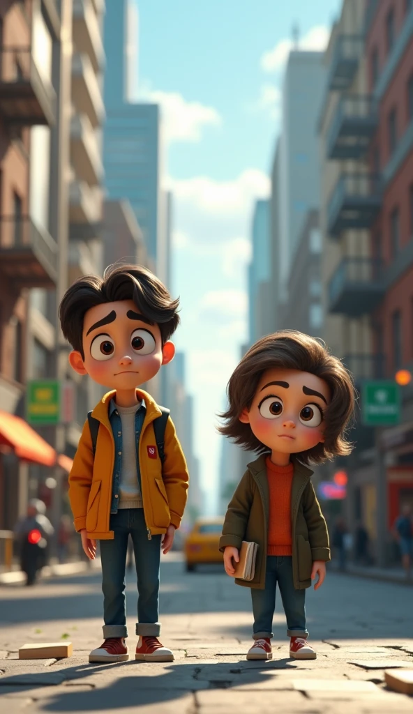 In cinematics 3D cartoon style " The sons in their respective city lives, busy with work, attending meetings, and handling family matters, with expressions of guilt and regret as they make excuses for not visiting"