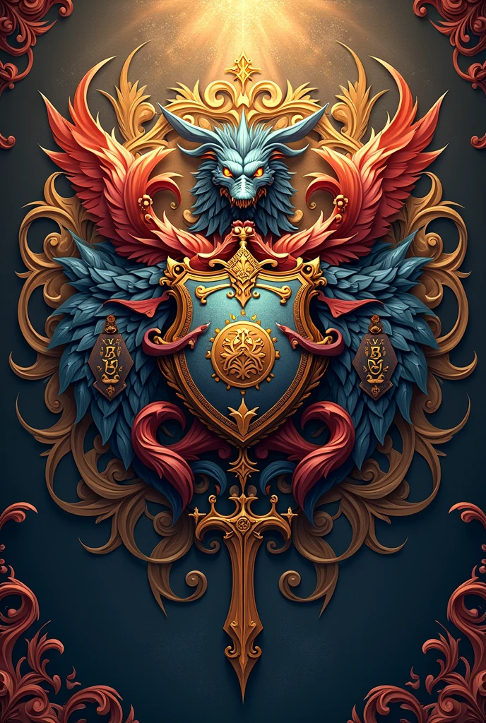 Create an anime-style RPG crest, without having a character around, just the coat of arms 