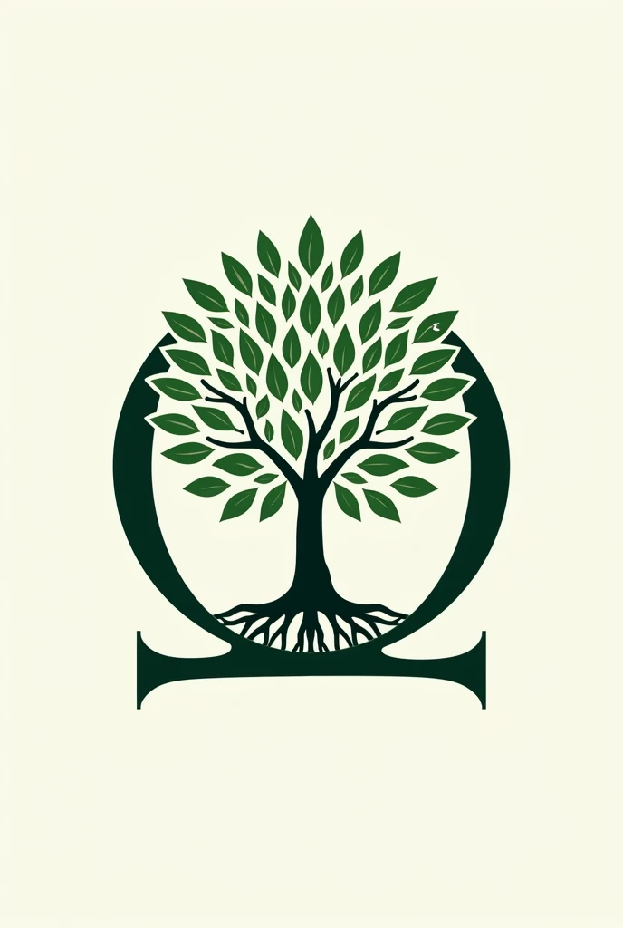 Create a tree logo that is inside the Greek letter Omega, On the first leaf on its branch you can see the Greek letter mu with a leaf that has the shape of the letter sigma, the second branch has the shape of the Greek letter rho, the third with the Greek letter kappa