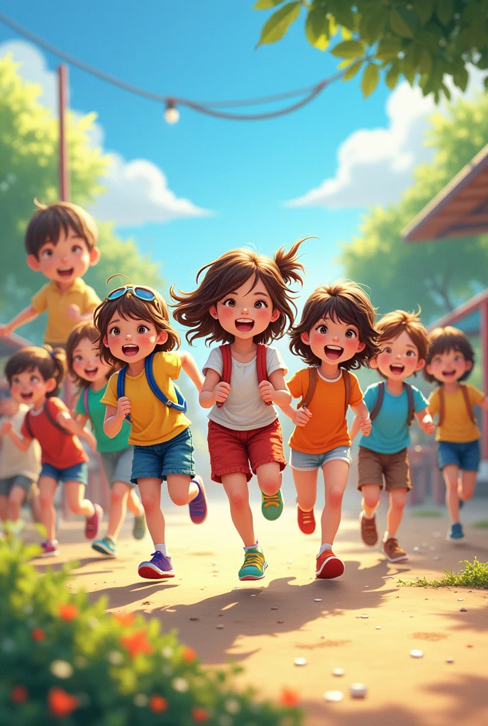 Four girls and eight boys