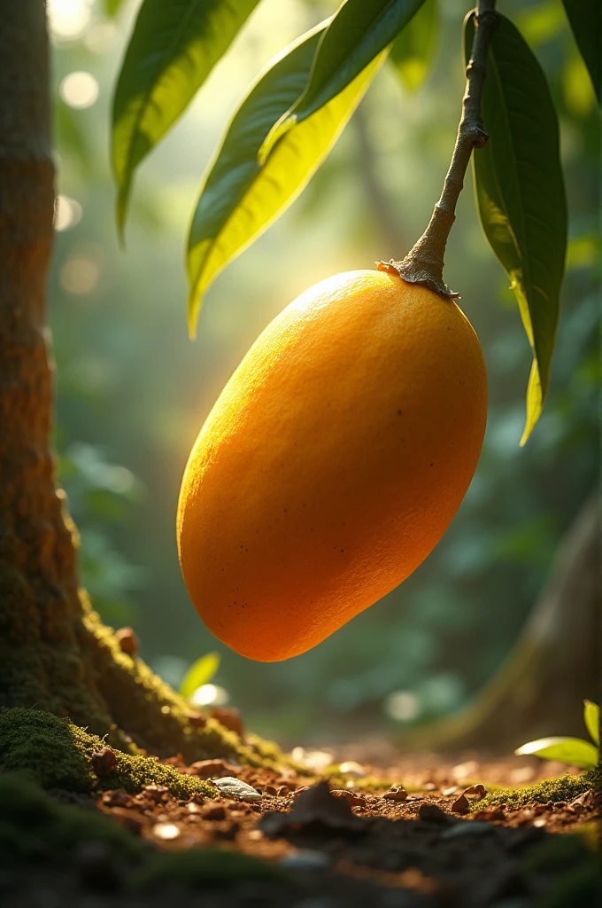 The mango fell as hard as it could
