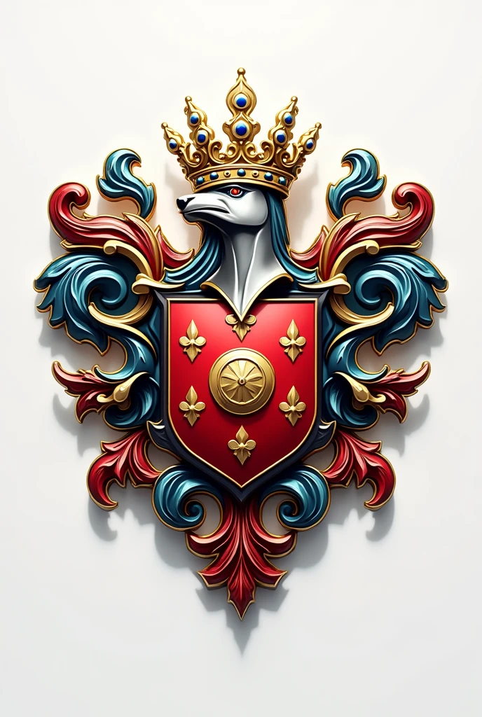 Create an anime style pin with a coat of arms logo