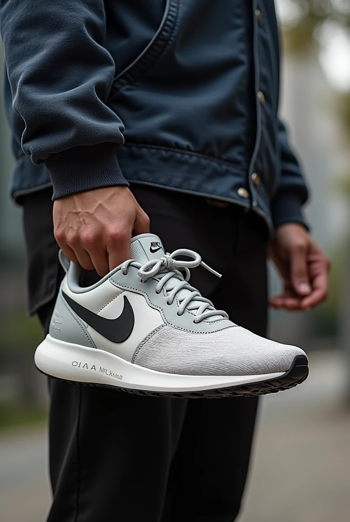 MAN HOLDING nike na moa sneakers