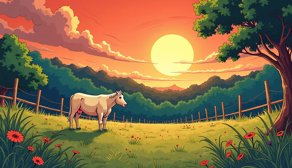 Create a dynamic and vivid comic book style illustration reminiscent of Hayao Miyazaki&#39;s distinctive style of a stable (corral) Void