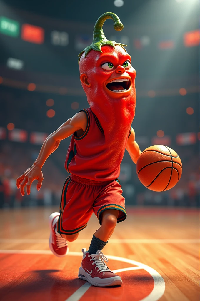 Create a chili playing basketball