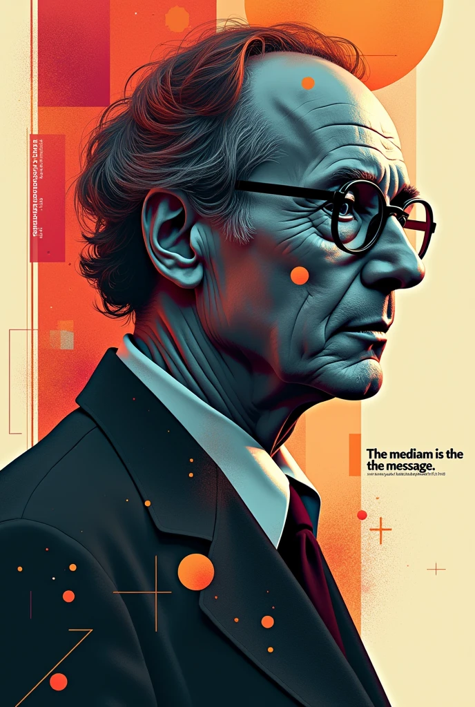 a poster that portrays the aphorism Herbert Marshall McLuhan who is a Canadian communication theorist and educator, "The Medium is the message"