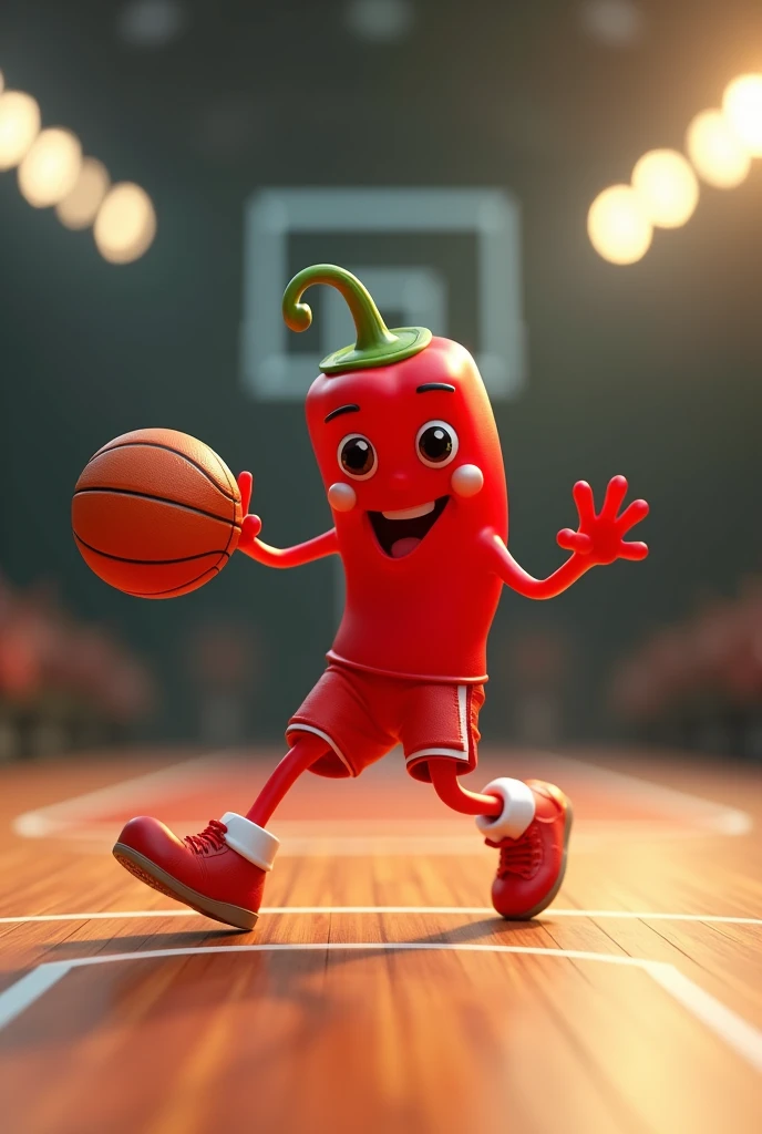 Create an animated basketball playing chili