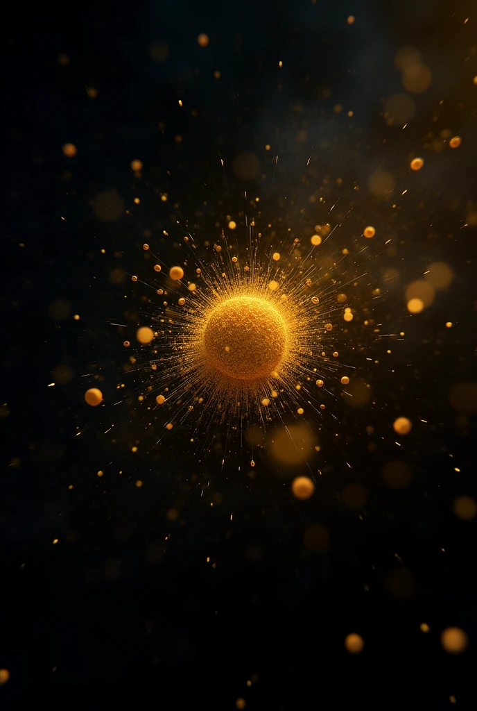 Yellow particles in the darkness of space