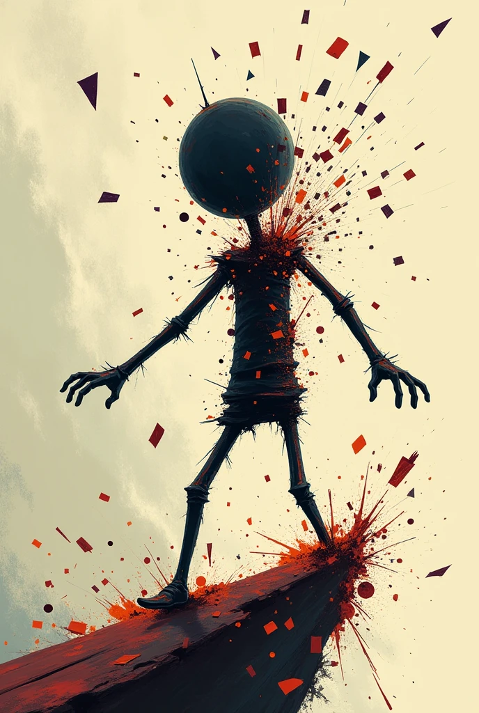 A funky image with stickman breaking in half