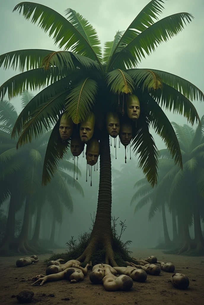 It generates an image of a banana palm tree but instead of bananas it has people&#39;s heads hanging from the leaves and bodies of dead people on the floor, as if representing the banana massacre.