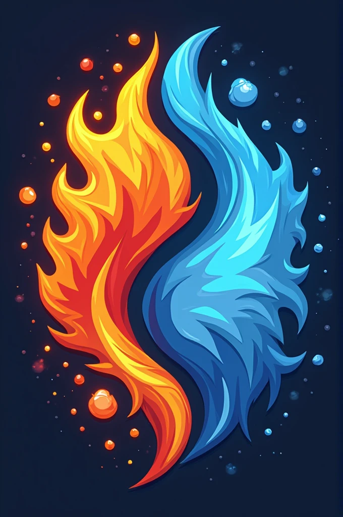 Create a logo for a scavenger hunt with two teams: fire and water 