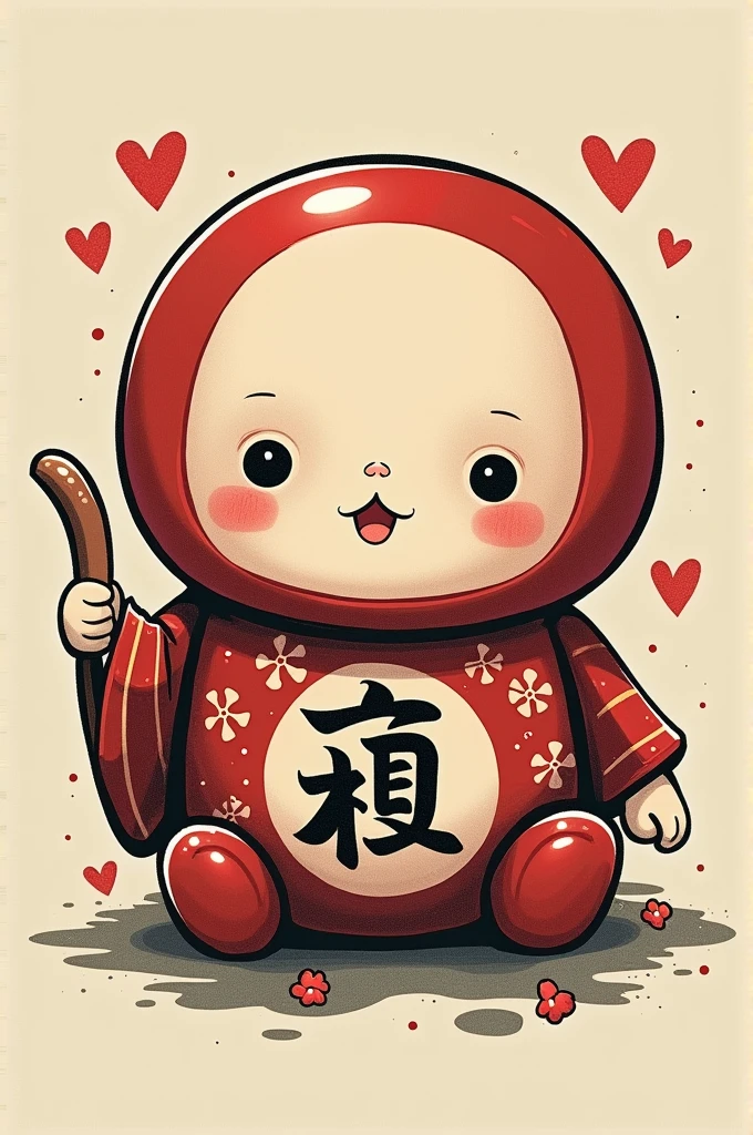 Tattoo template of a daruma next to neko mineko
