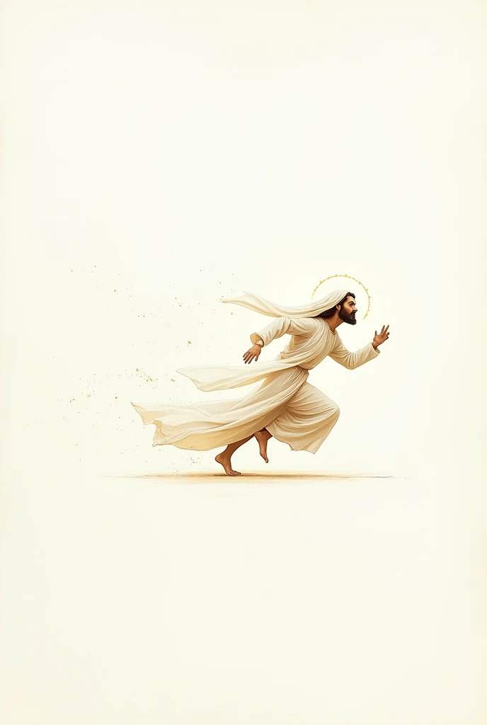 Draw a saint running in 2d paper