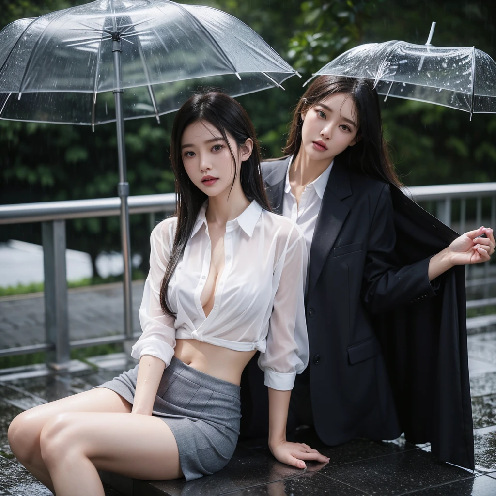 Sexy pose、mini skirt、Leg spread、Hair getting wet in the rain、Transparent shirt、Beautiful woman getting wet in the rain、typhoon、Get wet without an umbrella、Beautiful woman in the rain、雨で濡れたBeautyOL、Detailed face、Realistic、beautiful girl、Beauty、Office Lady Uniform、beauty、Transparent nipples、Beautiful woman、Narrow waist、Handsome woman、Tight pants look、suit、Sexy pose、タイトなsuitパンツ、雨で濡れたsuit、Wet naked shirt、See-through shirt、Shot in heavy rain、Naked shirt